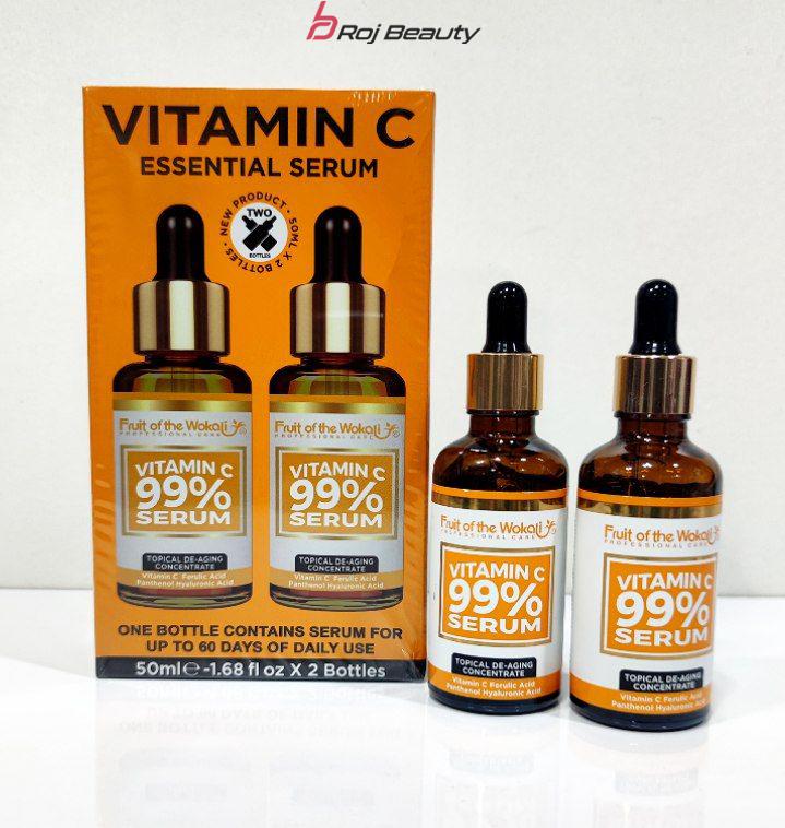 سرم ووکالی ویتامین سی C99٪ Cدو قلو Wokali Vitamin C Fruit Of The Wokali Vitamin c facial serum100ml — تصویر ۲