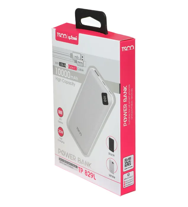 پاوربانک 10000 میلی آمپر تسکو TSCO مدل TP 829L توان 20W وات — تصویر ۲
