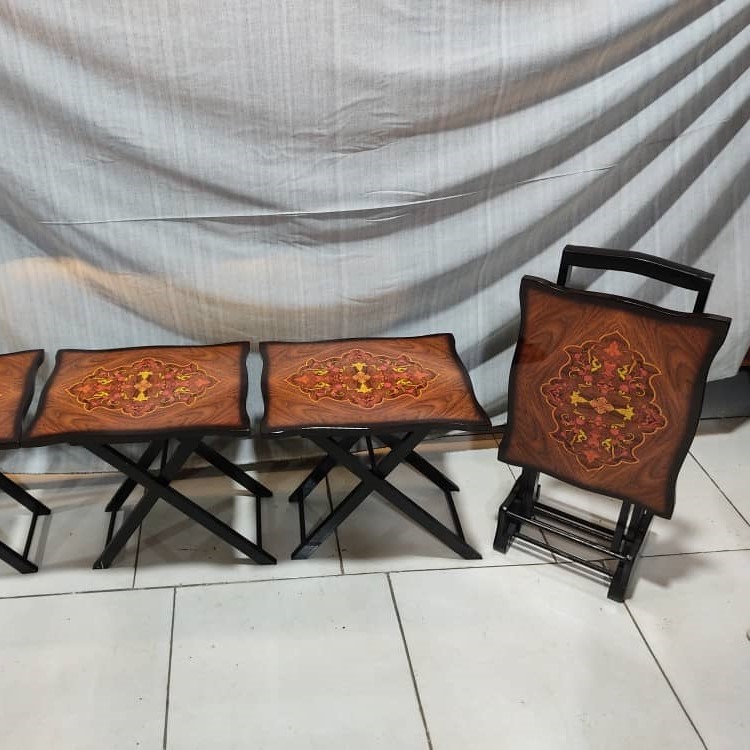 میز عسلی تاشو چمدانی طرح فرش چهار عددی — تصویر ۵