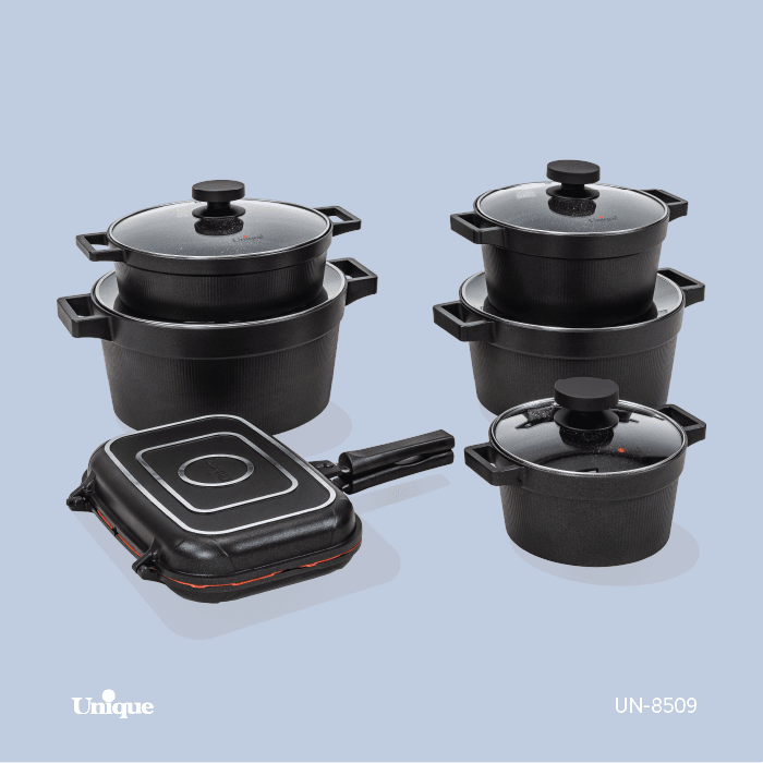 سرویس قابلمه یونیک مدل دیاموند 12 پارچه مشکی کد UN-8509
