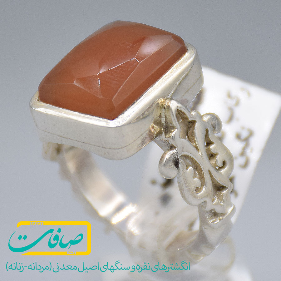 انگشتر عقیق یمنی تراشدار مردانه «کد 3602» — تصویر ۲