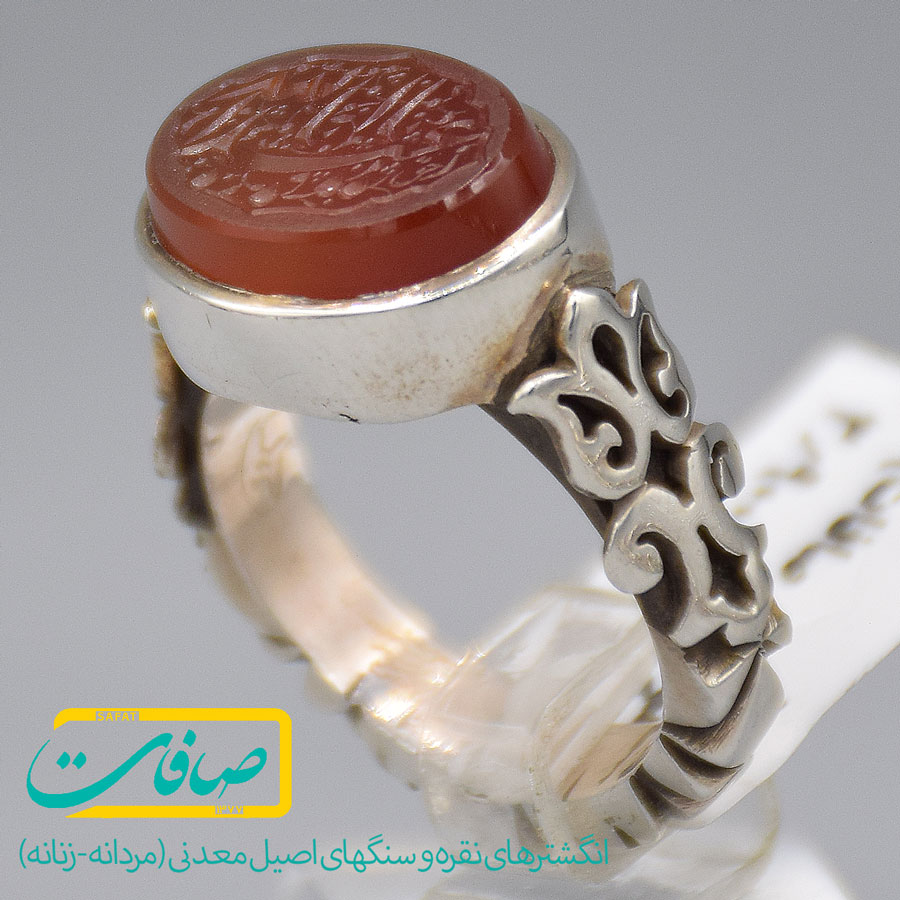 انگشتر عقیق یمنی خطی “یا اباعبدالله” مردانه «کد 3467»
