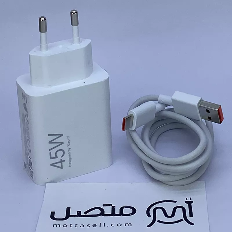 شارژر اصلی سرکارتنی 45 وات توربو شارژ شیائومی Redmi Note 14 Pro به همراه کابل 4A سرکارتنی