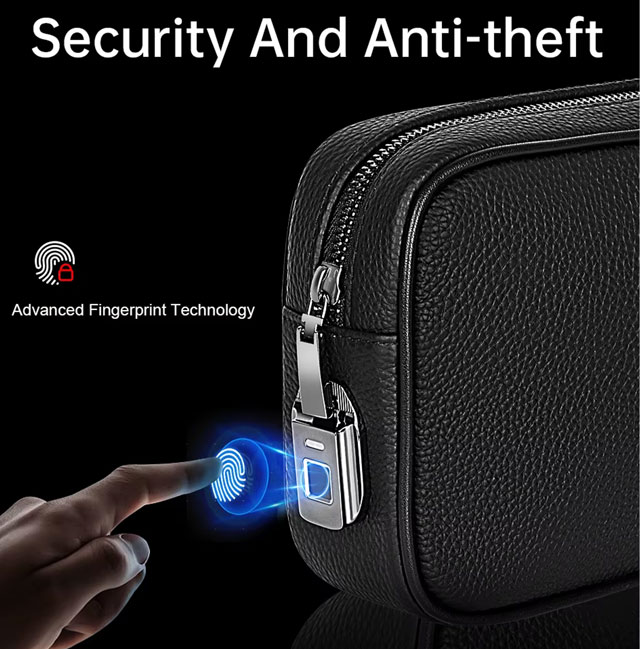 کیف لوازم جانبی ویوو WIWU master genuine leather Fingerprint Lock Pouch — تصویر ۸
