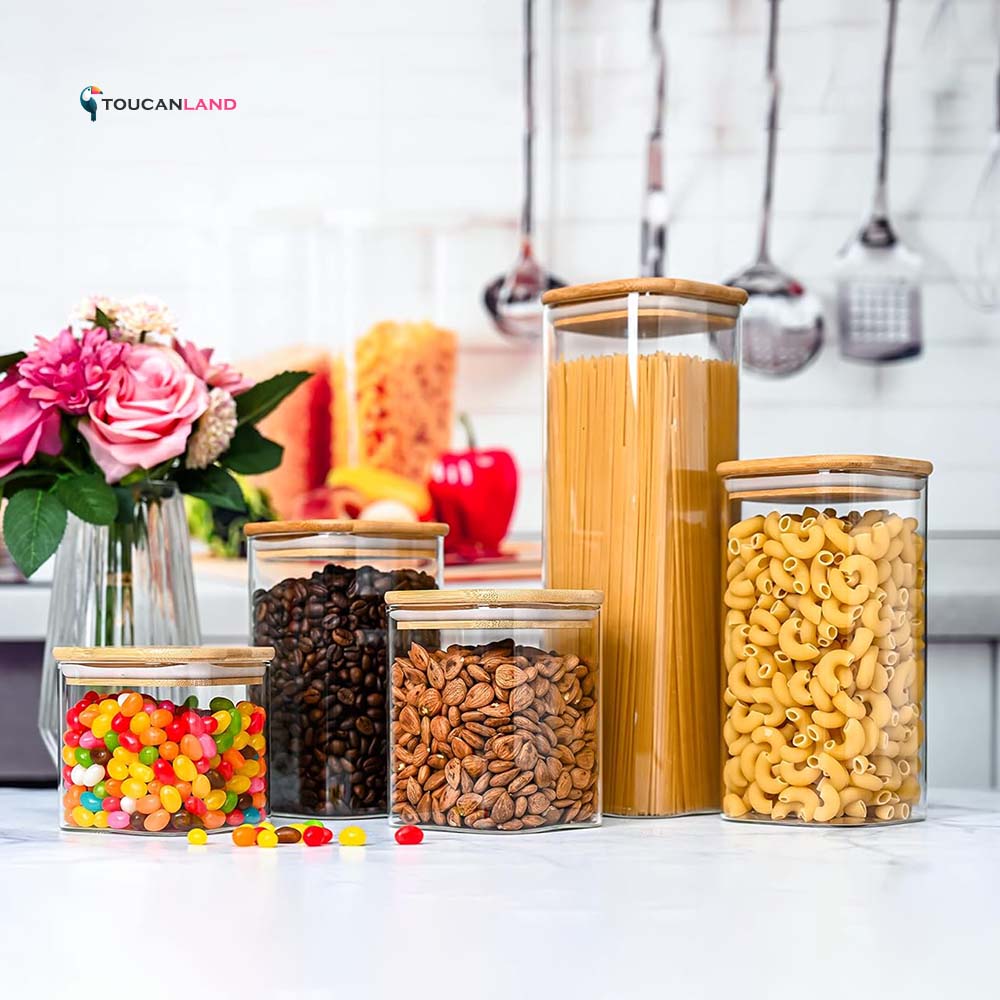 بانکه مربع پیرکس در بامبو ادویه و حبوبات — تصویر ۵
