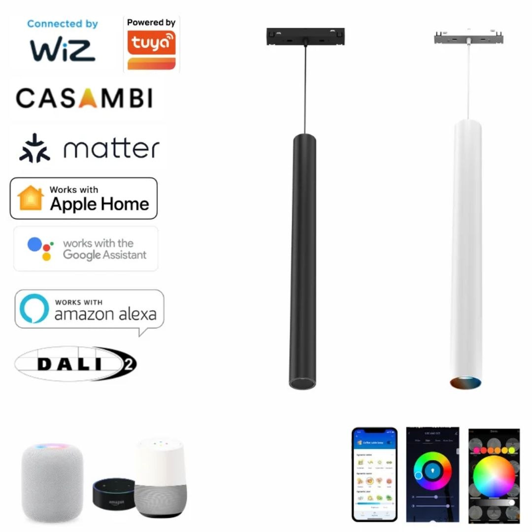 چراغ مگنتی لوله ای آویز 10وات قد 22 سانت WIFI قابلیت نصب ریموت و تنظیم شدت و دمای نور — تصویر ۲