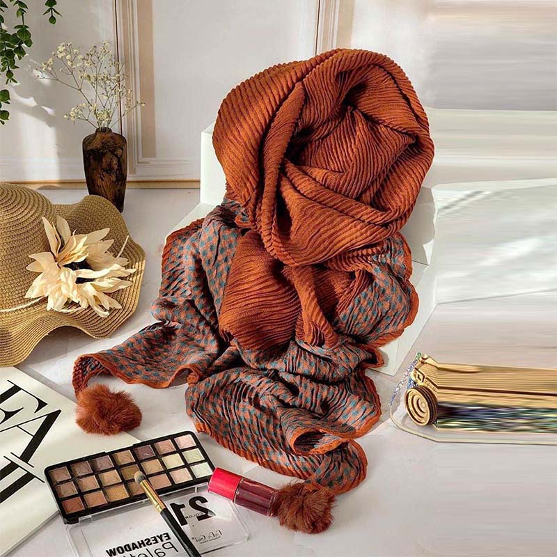 شال حاشیه شطرنجی مدل ماهی کد 3336