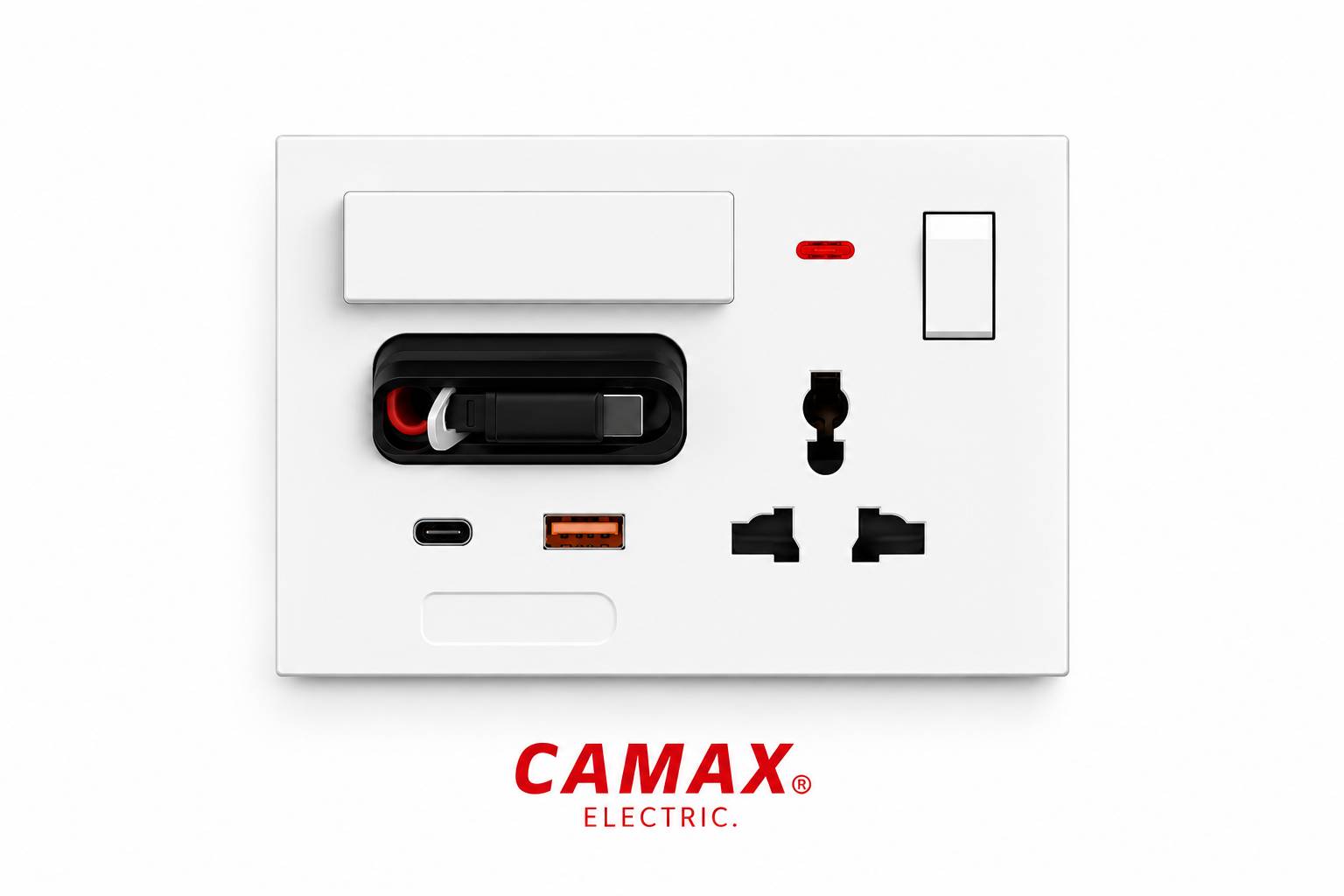 پریز شارژر CAMAX با کابل شارژ جمعشونده | USB-C و USB-A | پریز یونیورسال — تصویر ۶