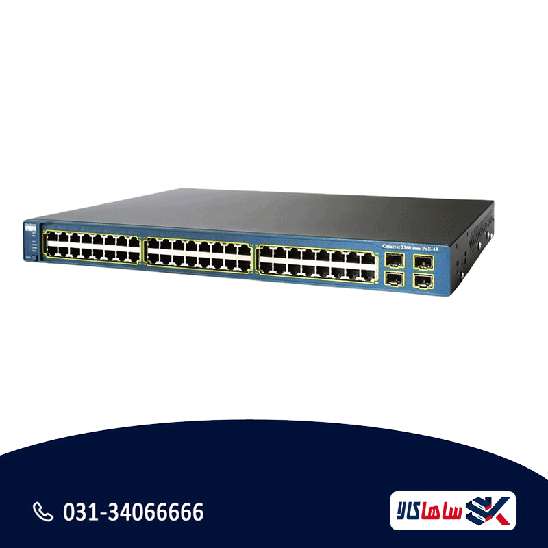 سوئیچ سیسکو Catalyst WS-C3560-48PS-S 48 پورت PoE استوک — تصویر ۲