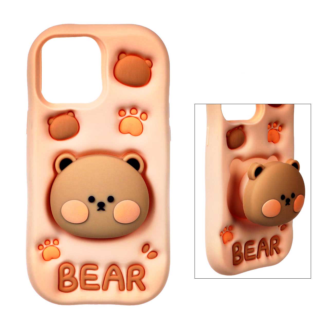 قاب سیلیکونی Bear استند شو Apple iPhone 13 Pro Max – گلبهی