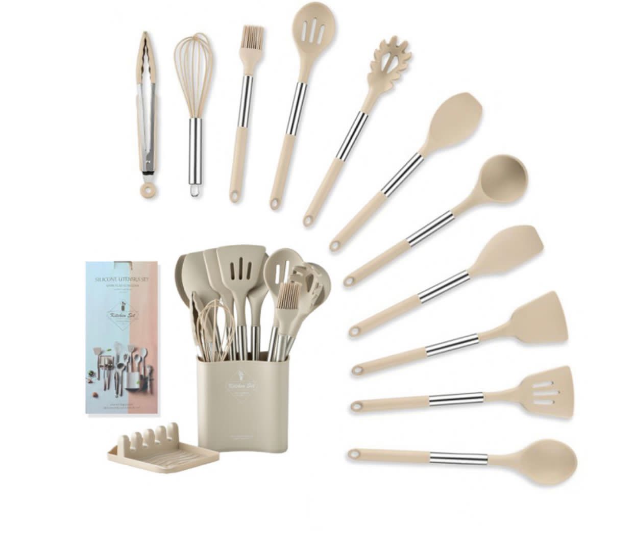 ست کفگیر سیلیکونی 13 پارچه مدل Kitchen Set رنگ طوسی — تصویر ۸