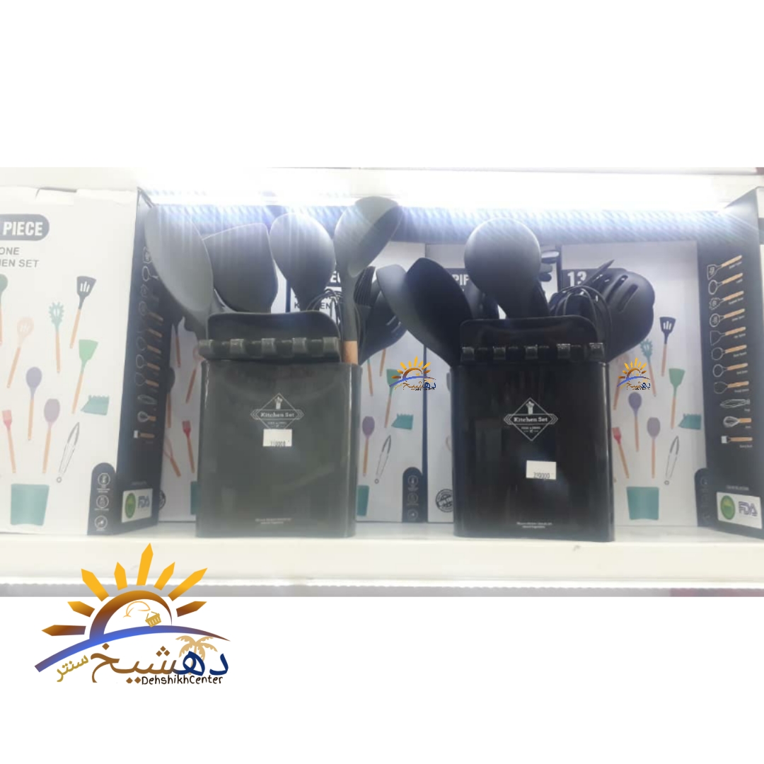 ست کفگیر سیلیکونی 13 پارچه مدل Kitchen Set رنگ طوسی — تصویر ۳