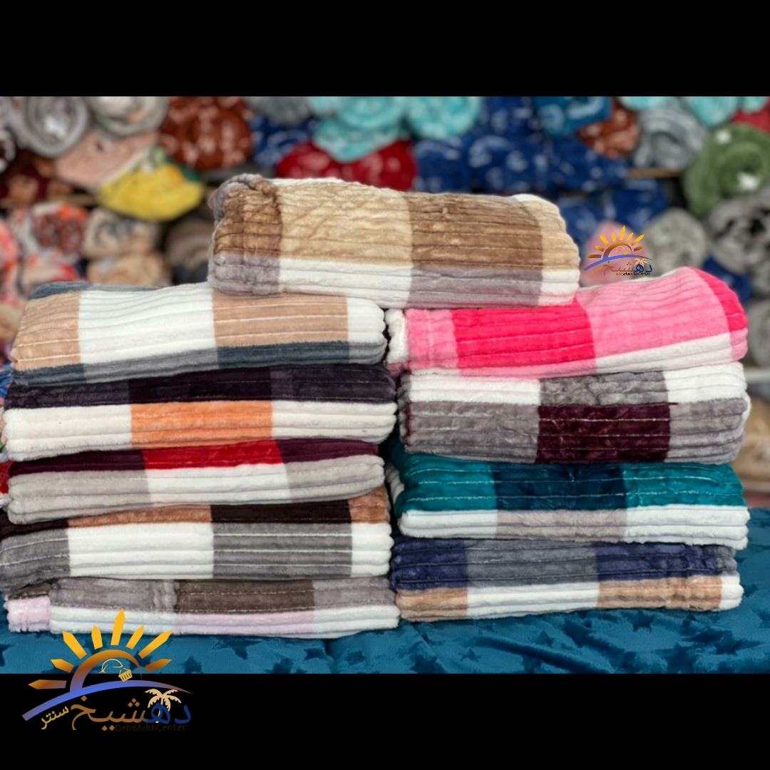 پتو مسافرتی پلیسه چهارخونه دو نفره ژله ای کرکره ای با ابعاد 220*240 — تصویر ۲