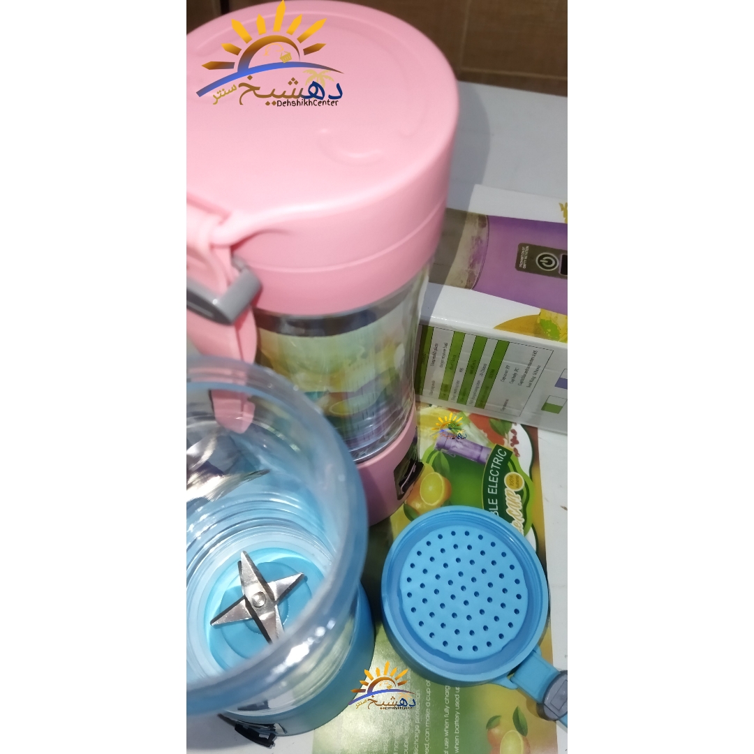 شیکر شارژی مخلوط کن دستی شش تیغه بلندر Juicer Blender 380ml — تصویر ۴