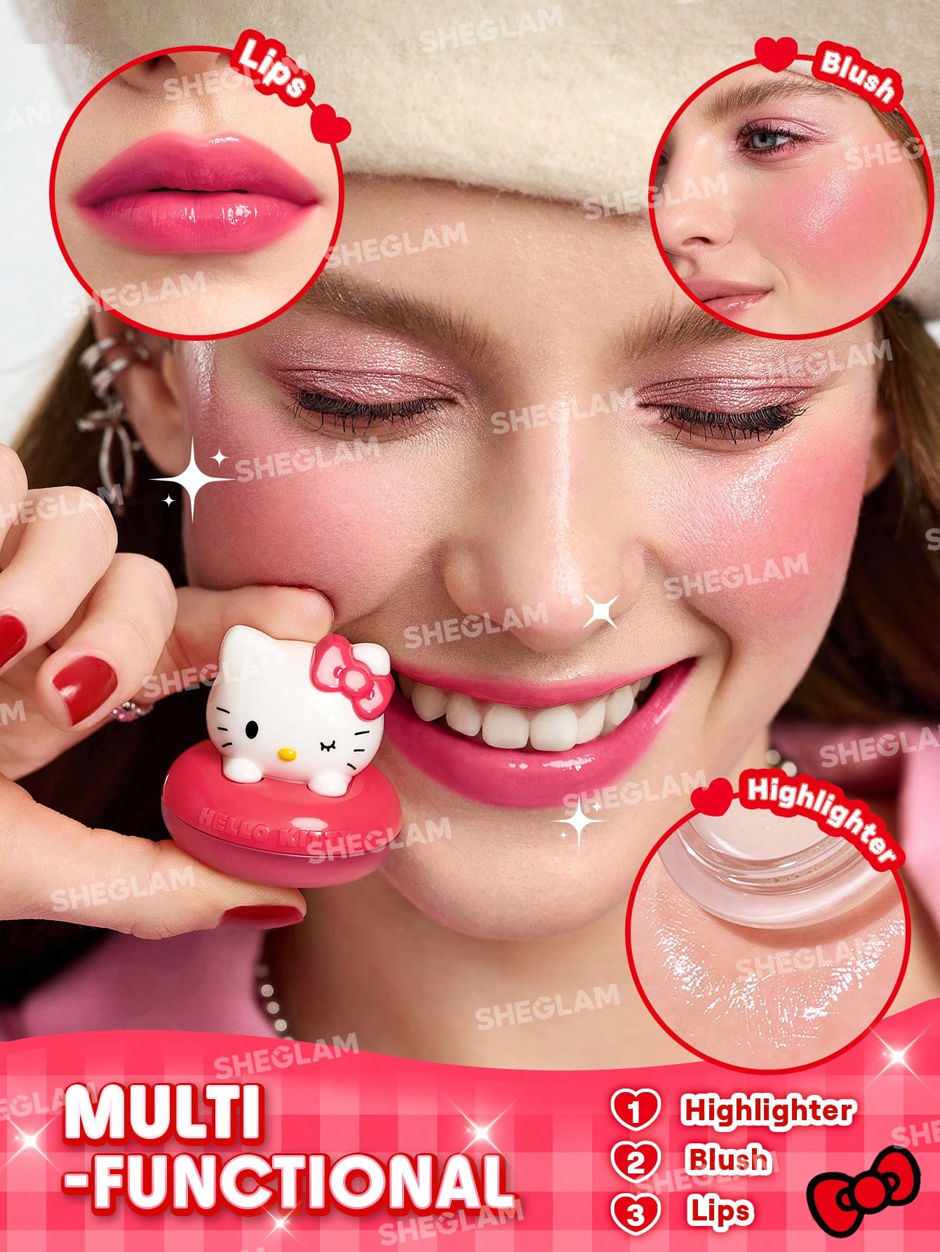 رژ گونه چند منظوره شیگلم Sheglam سری Hello Kitty رنگ Cuddlebug — تصویر ۵