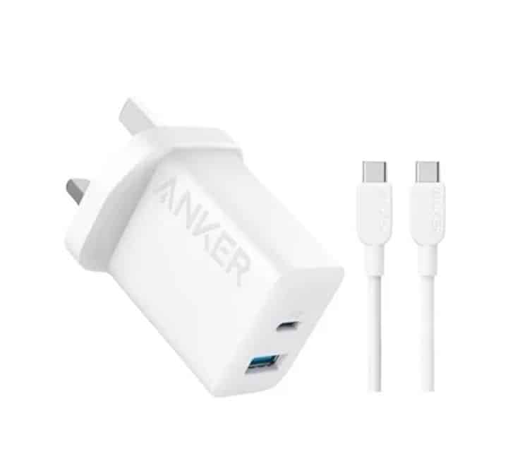 شارژر دیواری انکر ۳ پین به همراه کابل USB-C به USB-C مدل Anker Select Charger B2348 20W