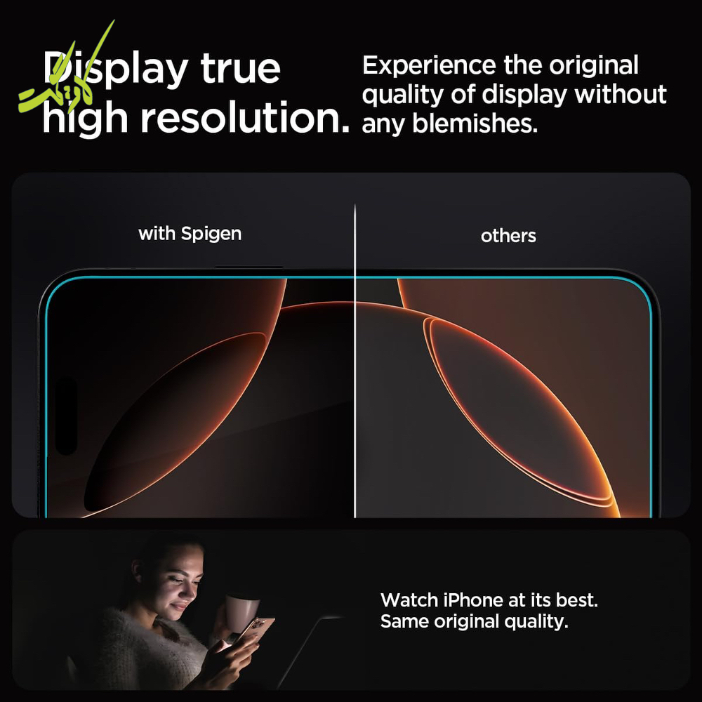 گلس آیفون ۱۶ پرومکس اسپیگن iPhone 16 ProMax Screen Protector Glas.tR EZ Fit HD همراه با ابزار نصب پک (دوعددی) — تصویر ۴