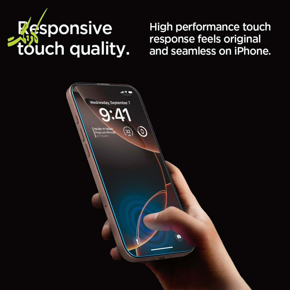 گلس آیفون ۱۶ پرومکس اسپیگن iPhone 16 ProMax Screen Protector Glas.tR EZ Fit HD همراه با ابزار نصب پک (دوعددی) — تصویر ۳