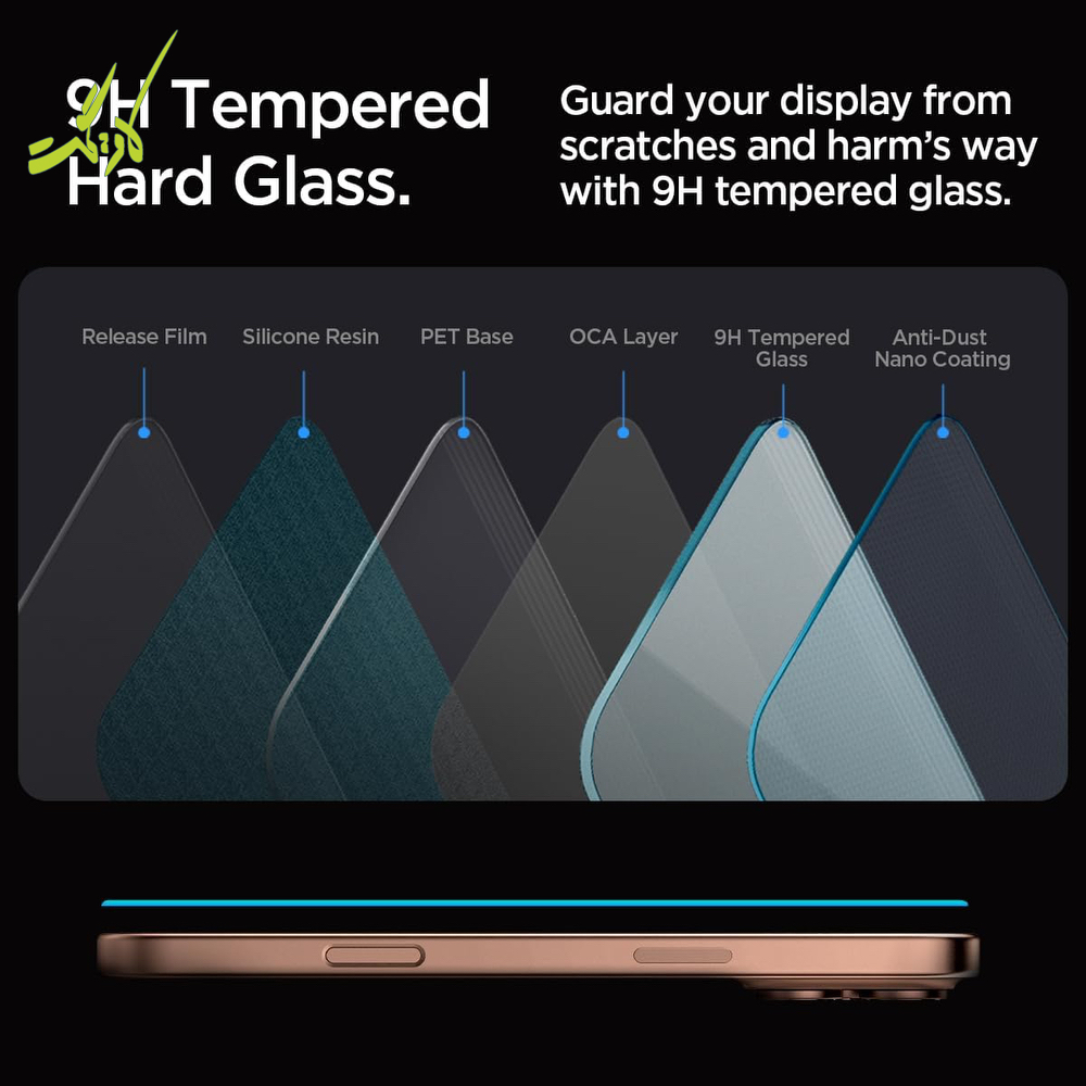گلس آیفون ۱۶ پرومکس اسپیگن iPhone 16 ProMax Screen Protector Glas.tR EZ Fit HD همراه با ابزار نصب پک (دوعددی) — تصویر ۵