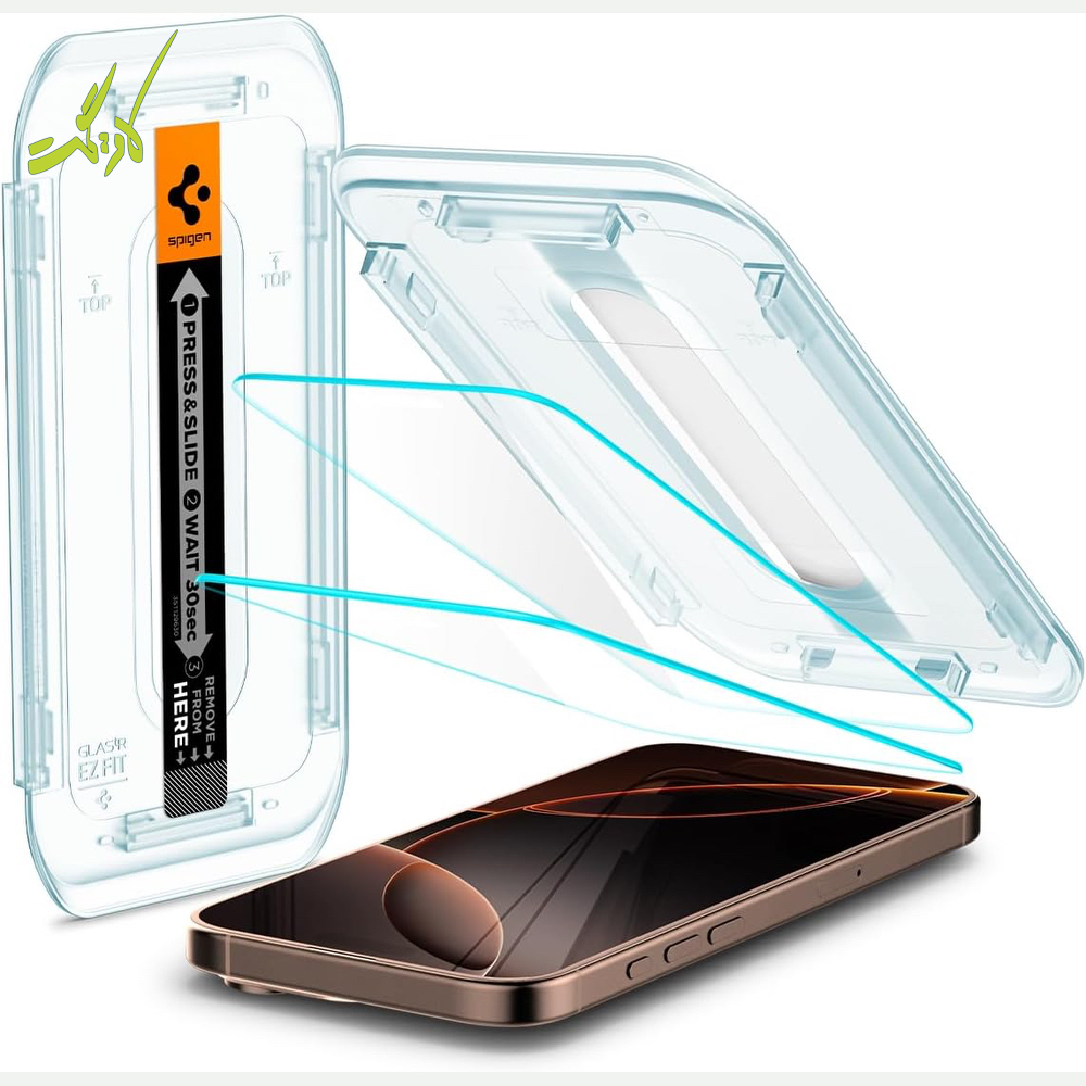 گلس آیفون ۱۶ پرومکس اسپیگن iPhone 16 ProMax Screen Protector Glas.tR EZ Fit HD همراه با ابزار نصب پک (دوعددی) — تصویر ۲
