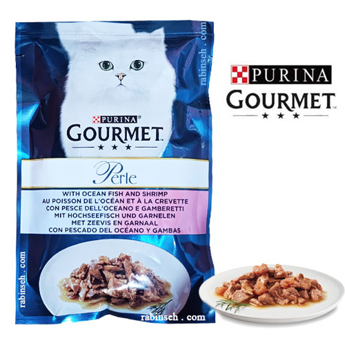 پوچ گورمت گربه ماهی اقیانوسی و میگو در سس گروی – 85 گرم