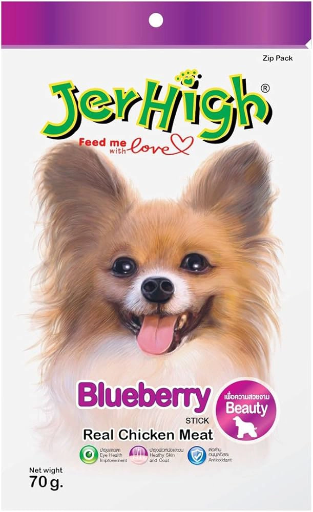 تشویقی سگ جرهای با طعم مرغ و بلوبری Jerhigh (Blueberry)