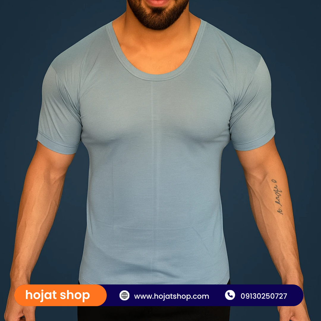 زیرپوش آستین دار یکرو یقه باز سه رنگ (طوسی+ سفید+ آبی) جین 12 عددی — تصویر ۲