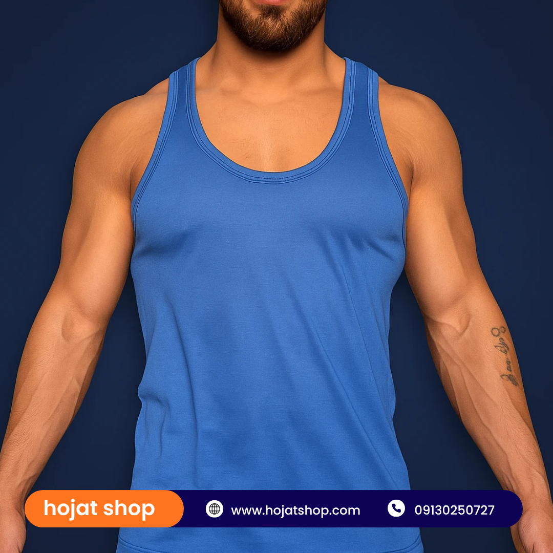زیرپوش رکابی یکرو مردانه سه رنگ (طوسی+ آبی+ سفید) جین 12 عددی — تصویر ۷