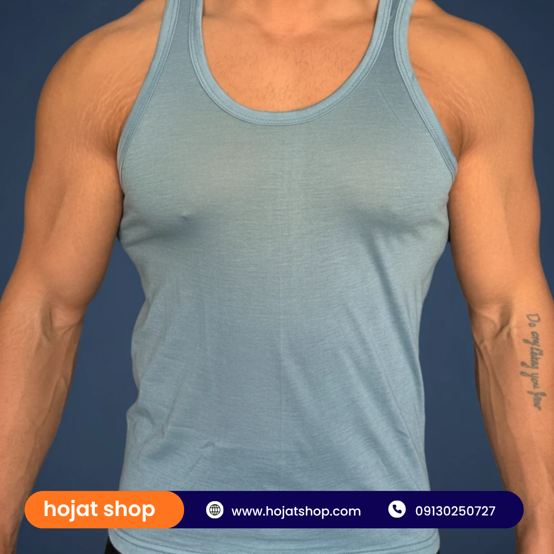 زیرپوش رکابی یکرو مردانه سه رنگ (طوسی+ آبی+ سفید) جین 12 عددی — تصویر ۲