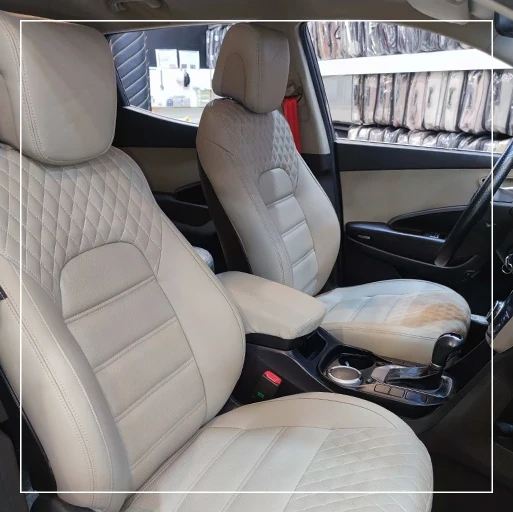 روکش صندلی هیوندای سانتافه Hyundai مدل بالا لمسه لوزی برند R-1485) ECCCO)