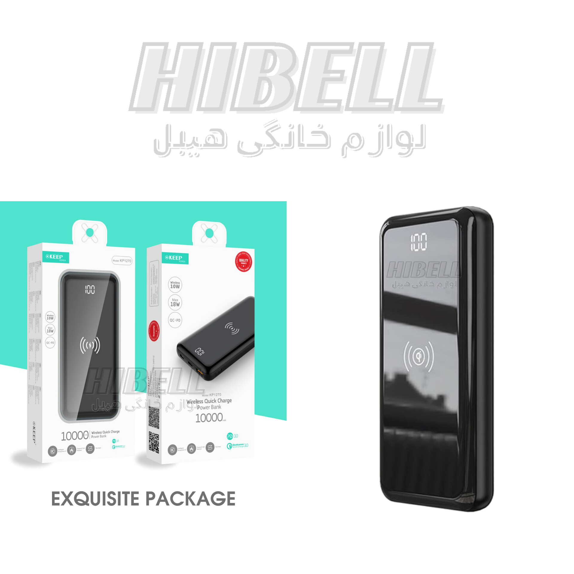 پاوربانک شارژر همراه کیپ مدل kp-1270 ظرفیت ۱۰۰۰۰ میلی آمپرساعت — تصویر ۲