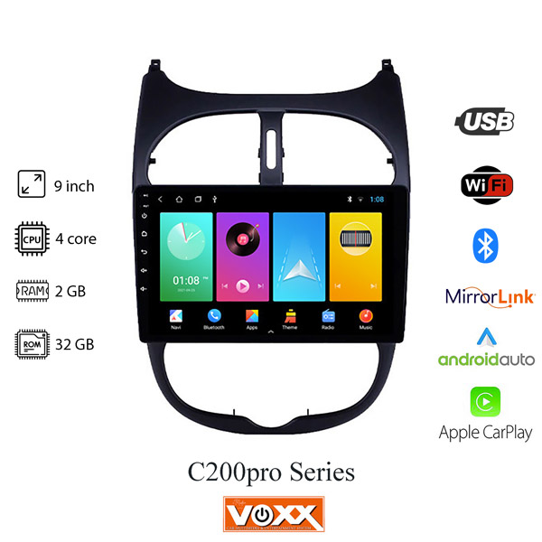 مانیتور پژو پارس داشبورد جدید برند ووکس مدل C200 Pro — تصویر ۴