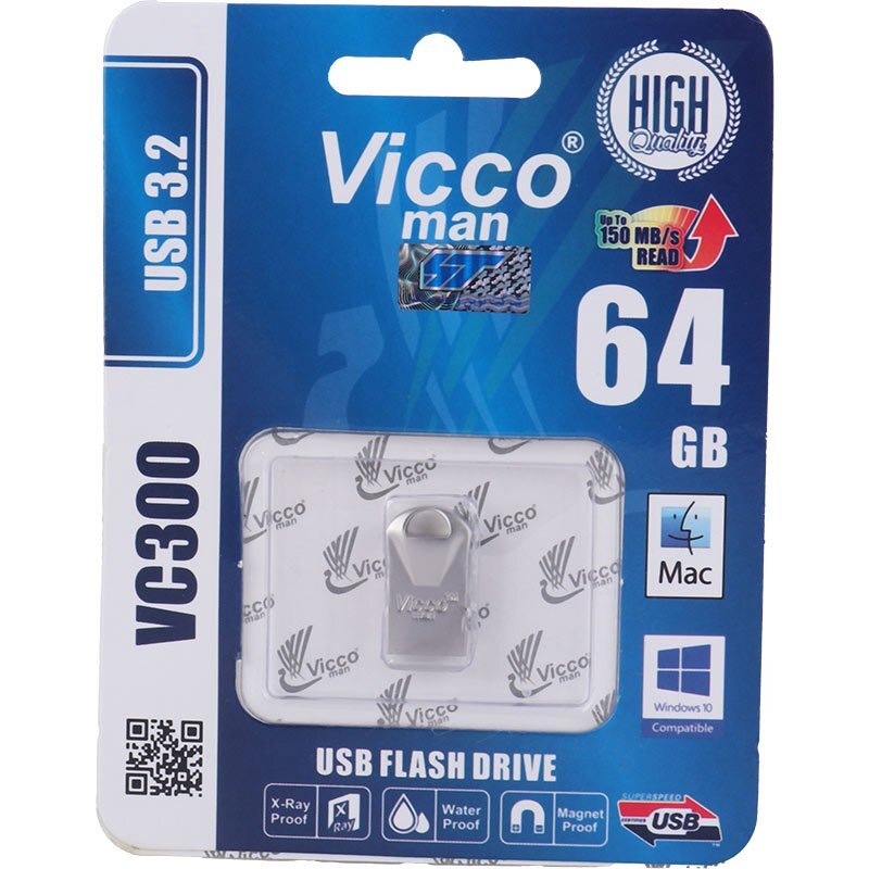 فلش 64 گیگ ویکومن Vicco Man VC300 USB3.2 گارانتی مادام العمر