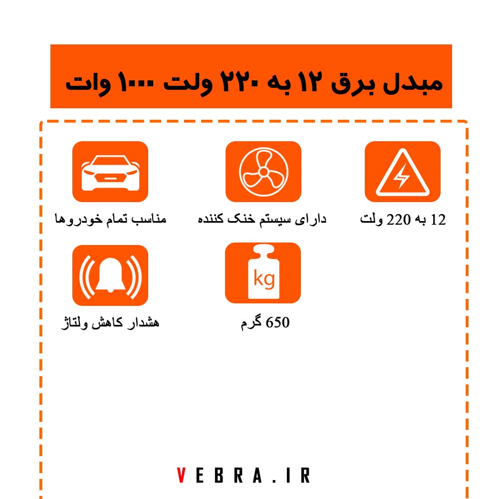 مبدل برق ۱۲ به ۲۲۰ ولت ۱۰۰۰ وات — تصویر ۴