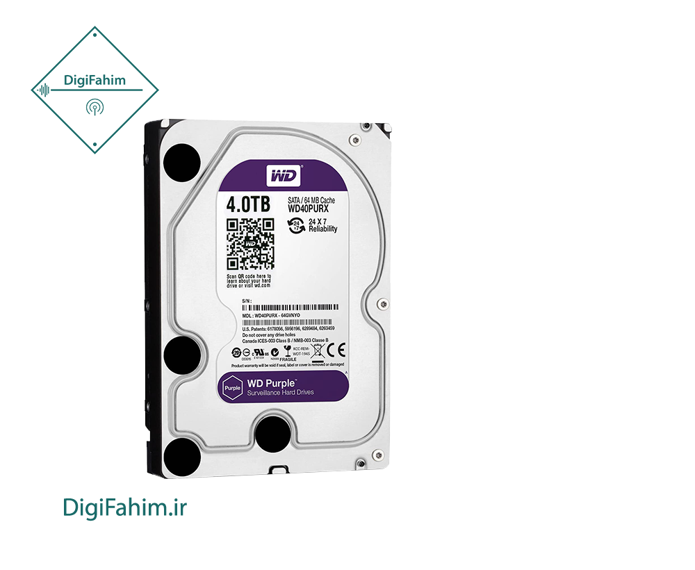هارددیسک اینترنال وسترن دیجیتال ظرفیت 4 ترابایت مدل Purple WD40PURX