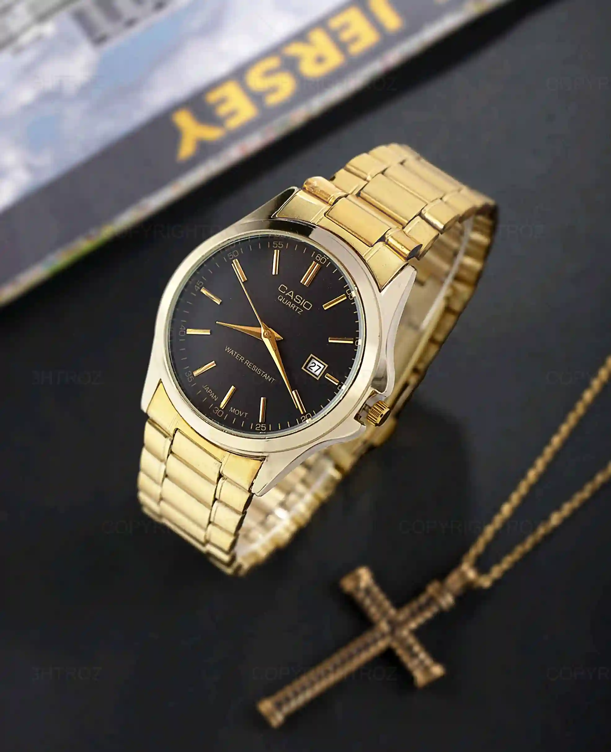 ساعت مچی مردانه کاسیو CASIO طلایی مدل 1215 — تصویر ۴