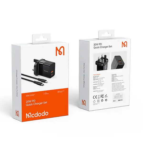 آداپتور 20 وات دو پورت با کابل تایپ سی به لایتنینگ مک دودو Mcdodo CH-1952 — تصویر ۴