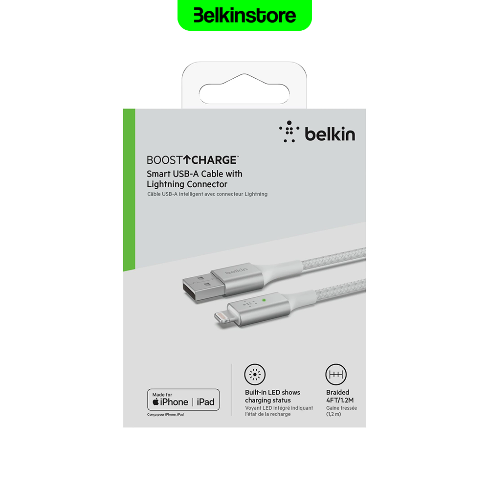 کابل لایتنینگ بلکین – BoostCharge Smart LED – مدل CAA007bt04 — تصویر ۴