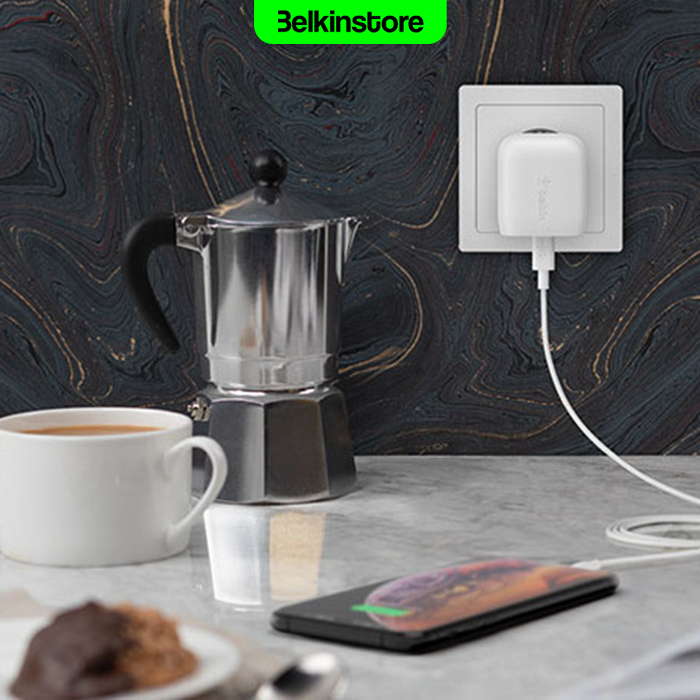 شارژ دیواری 20 وات + کابل لایتنینگ بلکین – BoostCharge PD USB-C – مدل WCA003vf04 — تصویر ۷