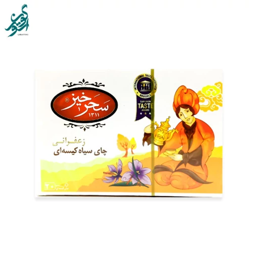 چای سیاه کیسه ای زعفرانی سحرخیز بسته 20 عددی