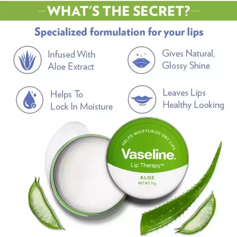 بالم لب وازلین حاوی عصاره آلوئه ورا Vaseline Aloe Vera Lip Therapy — تصویر ۲