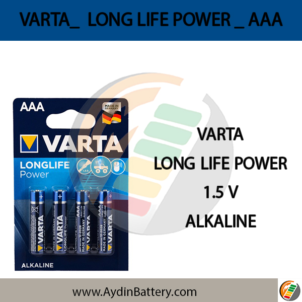 باتری نیم قلمی آلکالاین وارتا VARTA- LONG LIFE POWER AAA4 — تصویر ۲