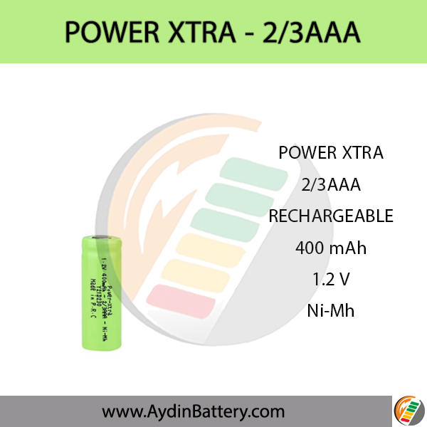 باتری قابل شارژ نیکل متال هیدرید پاوراکسترا POWERXTRA-2/3AAA-400 mAh — تصویر ۲