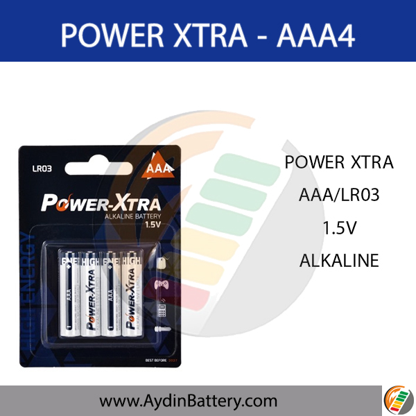 باتری نیم قلمی آلکالاین پاوراکسترا POWERXTRA-AAA4 — تصویر ۲