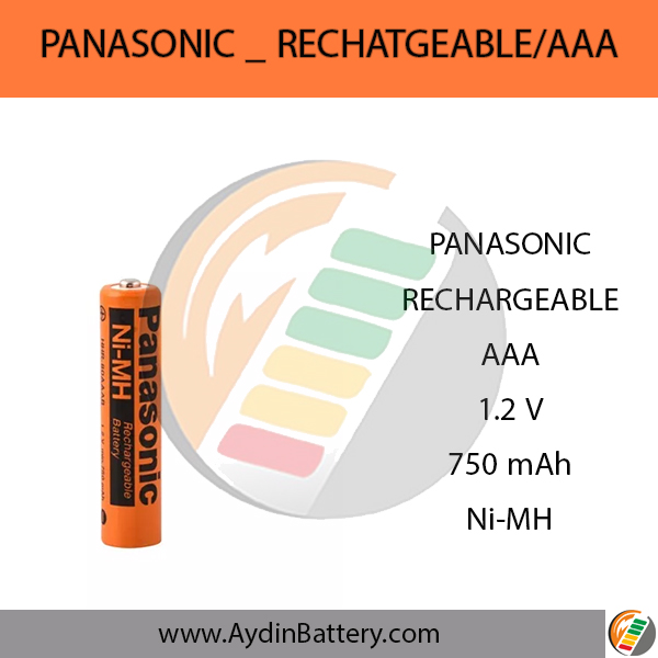 باتری نیم قلمی قابل شارژ پاناسونیک PANASONIC-AAA- 750mAh — تصویر ۲
