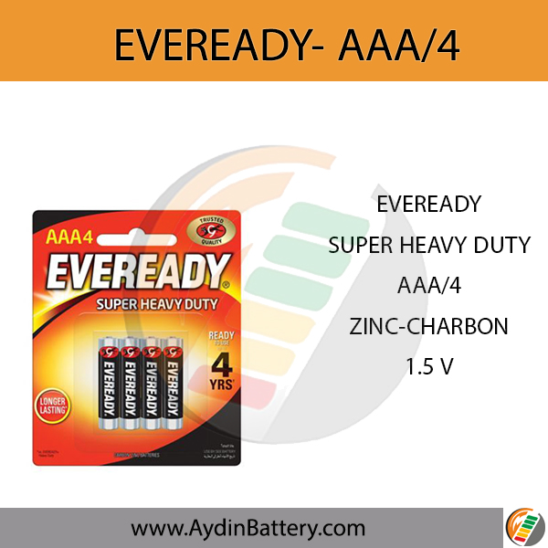 باتری نیم قلمی اوریدی EVEREADY SUPER HEAVY DUTY- AAA4 — تصویر ۲