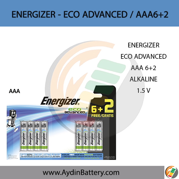 باتری نیم قلمی آلکالاین انرجایزر ENERGIZER-AAA6+2 ECO ADVANCED — تصویر ۲