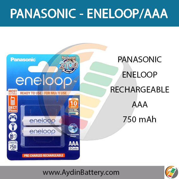 باتری نیم قلمی قابل شارژ پاناسونیک PANASONIC-ENELOOP AAA-750 mAh — تصویر ۲