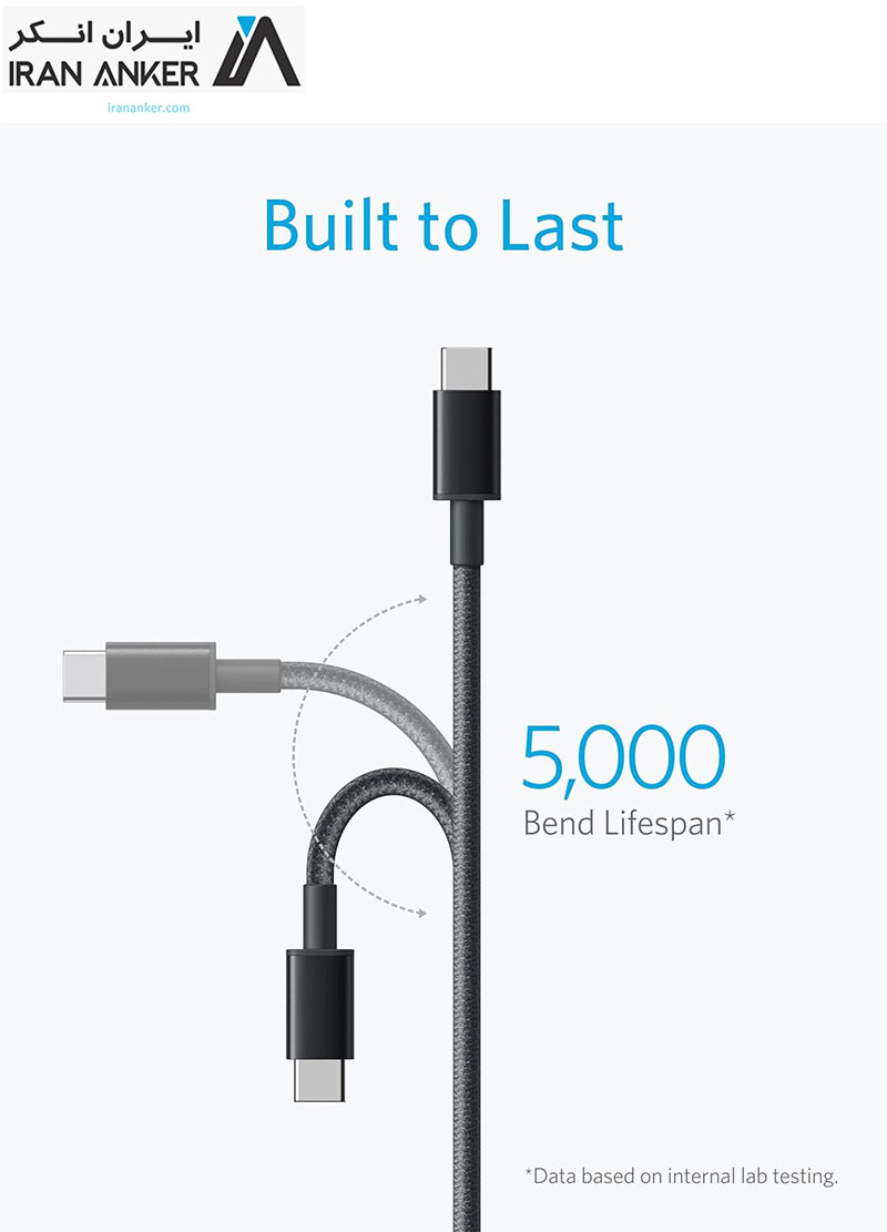 کابل تایپ-سی انکر Anker USB-C to USB-C Cable Type-C 60W Fast Charging Cable 1M مدل A8752 — تصویر ۳
