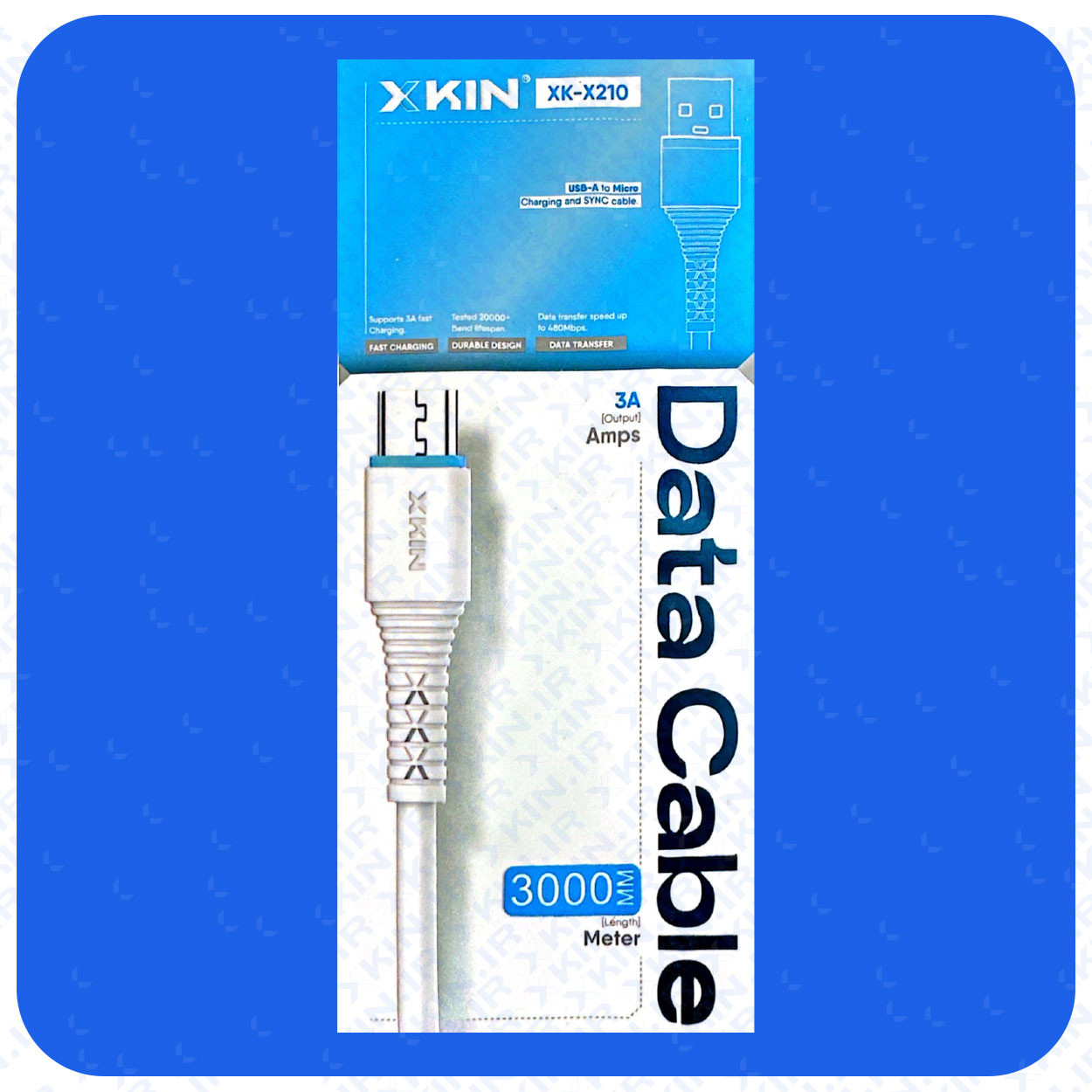 کابل شارژ USB به MICRO ایکس کین مدل XK-X210 طول 3 متر قابلیت انتقال فایل